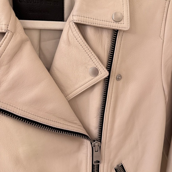 Darby leather biker jacket Allsaints   Cream color. No tags but never worn - Picture 4 of 5